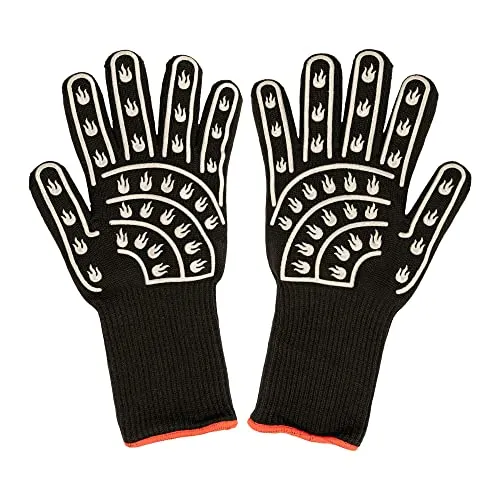 Nexgrill Grillhandschuhe XL/XXL - Hitzebeständig bis 500 Grad - Grillhandschuhe mit extra langem Unterarmschutz für maximalen Hitzeschutz bis 500°C. Ideal für Grill, Ofen und Kamin, mit rutschfester Silikon-Beschichtung für perfekten Grip.