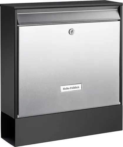 Burg-WÄCHTER Oxford-Set 68770 B+S Briefkasten - Wandbriefkasten aus verzinktem Stahl und Edelstahl, mit integriertem Zeitungsfach und individuellem Namensschild für optimalen Komfort und Sicherheit.