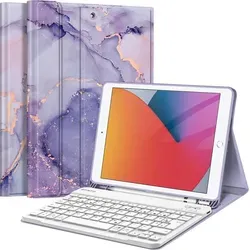 Fintie Tastatur Hülle für iPad 10.2 Zoll - Lila mit Bluetooth-Tastatur - Schützende Hülle für iPad 10.2 Zoll (9./8./7. Gen.), inklusive leichter Bluetooth-Tastatur für komfortables Tippen. Ideal für unterwegs mit praktischem Ständer und sicherem Pencil-Halter.