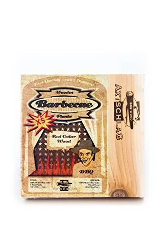Axtschlag Grillbretter Zeder, 4 quadratische Wood Planks zum schonenden Garen mit aromatischer Rauchnote und Servieren, für alle Grills, 150x150x11 mm, mehrfach verwendbar