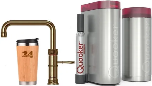 QUOOKER CLASSIC FUSION SQUARE COMBI+ B Küchenarmatur mit CUBE 2 - Vielseitige Küchenarmatur mit 5-in-1 Funktion: kaltes, warmes, kochendes, gekühltes stilles und sprudelndes Wasser. Zeit- und platzsparend dank innovativer Technik und eleganter Messing Patina.