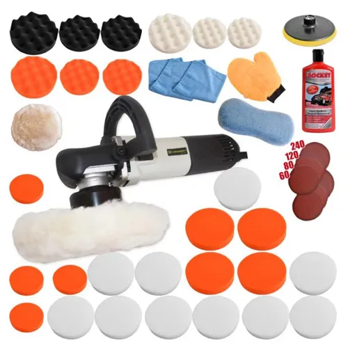 Duke-Handel Exzenter Poliermaschine 710 W mit Zubehör - Poliermaschine mit 710 Watt und 8 mm Hub, ideal für perfekte Polierergebnisse und reduzierte Überhitzung. Inklusive umfangreichem 45-tlg. Zubehörset für vielseitige Anwendungen.