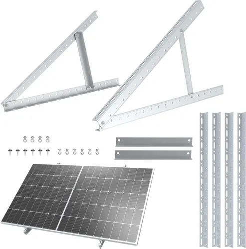 NuaSol NuaFix Panel Aufständerung für Flachdach Solarmodule - Solarmodul-Halterung aus langlebigem Aluminium AL6005-T5, ideal für flache Untergründe mit bis zu 90° Neigungswinkel, inklusive umfassendem Montageset.