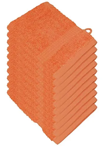 Miamar 10 er Set Waschhandschuh 15 x 21 cm weich saugstark in 15 Farben erhätlich 500g/m² 100% Baumwolle Öko-Tex Orange