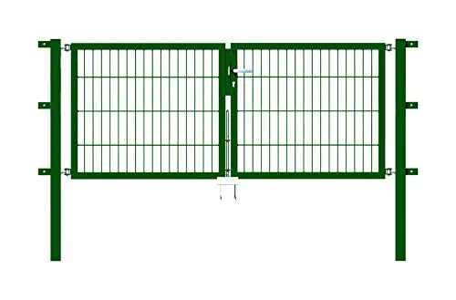 Doppeltor ALBERTS Flexo 200 x 80 cm Typ 6/5/6 - Grünes Metalltor mit robustem 40x40 mm Rahmen, ideal für sichere und stilvolle Gartenabgrenzungen.