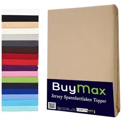Buymax Spannbettlaken Topper, Spannbetttuch für Topper bis 12 cm Höhe, 100% Baumwolle Jersey, Jersey, Gummizug: Rundumgummi, Pflegeleicht und Atmungsaktiv, in Verschiedenen Farben und Größen gelb 180 cm x 200 cm