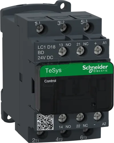 Schneider Electric LC1D18BD Schütz, 1 Schließer & 1 Öffner - Hochwertiger Leistungsschütz für zuverlässige Steuerungen, ideal für industrielle Anwendungen und Automatisierungstechnik.