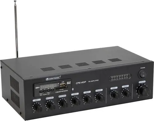 Omnitronic CPE-40P ELA ELA-Verstärker 40 W 4-Kanal 1-Zonen - Mischpulte – Leistungsstarker 40 W ELA-Verstärker mit 4 Kanälen, ideal für professionelle Audioanwendungen und Veranstaltungen.