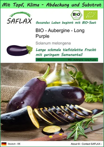 SAFLAX Gemüsesamen SAFLAX - Garden to go - BIO - Aubergine - Long Purple