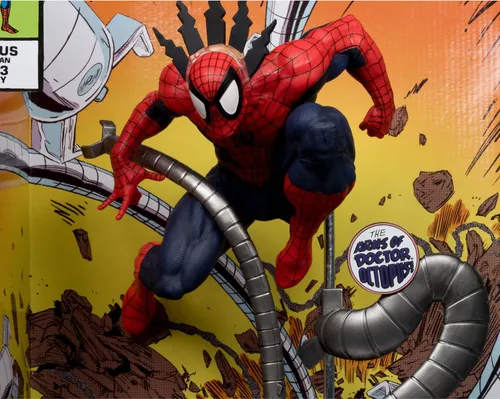 Mcfarlane Toys Marvel Spider-man Tales PVC Statue 1/6 - 25 cm - Actionfiguren: Detailreiche PVC Statue von Spider-Man, 25 cm groß, mit Diorama-Base und Comic in einer ansprechenden Fensterbox.