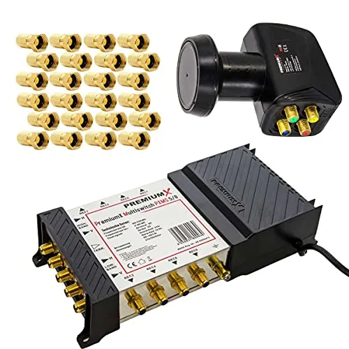 Premium X Multischalter Set PXMS 5 - 8-fach Multiswitch mit Netzteil für 8 Teilnehmer, ideal für 3D, 4K UHD, 8K Empfang und hohe Signalqualität