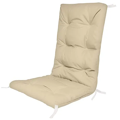 Ferocity Hochlehner Auflagen für Stühle 130 x 50 x 5 cm Gartenstuhl Sitzpolster Sitzauflagen Outdoor Kissen Palettenauflage Bankauflage Polsterauflage Matratze Gartenpolster Farbe Beige [146]