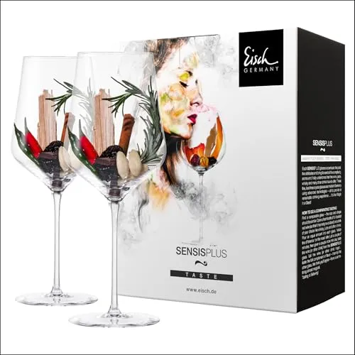 Eisch Sky Sensis Plus Bordeauxglas - 2er Set im Geschenkkarton - Hochwertige Rotweingläser aus bleifreiem Kristallglas, spülmaschinenfest und ideal für Weinliebhaber. Perfekt als Geschenk in stilvollem Karton.