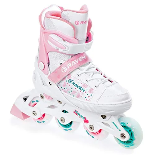 RAVEN Inline Skates Inliner für Kinder Mädchen verstellbar (ROSI, 28-32 (18,5cm-21cm))