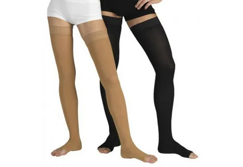 Tonus Elast Kompressionsstrümpfe Kompression Stütz Schenkel Strümpfe Zehen offen Klasse 2 0403LUX (1 Paar) mit verstärkter Belastungszonen