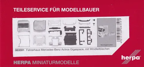 HERPA Teileservice 1:87 Lkw Fahrerhaus MB Actros Gigaspace H0 083591
