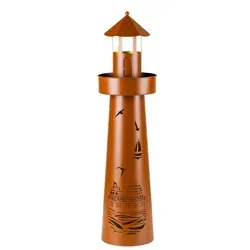 Leuchtturm aus Metall mit Beleuchtung 80cm - Gartenfiguren & Verzierungen, stilvolle Solar-Beleuchtung für romantische Abende im Garten und umweltfreundlich.