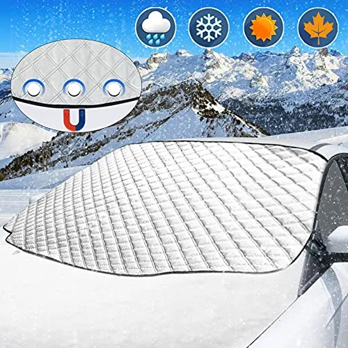 LEWONPO Frontscheibenabdeckung, Auto Scheibenabdeckung Windschutzscheibe Abdeckung Winterabdeckung Magnet Fixierung Faltbare Auto Abdeckung für die gegen Schnee, EIS, Frost, Staub, Sonne (193 * 126cm)