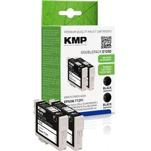 kompatibel für Epson T1291 Doppelpack 2 x 11,2ml schwarz KMP E125D, 2 Stück