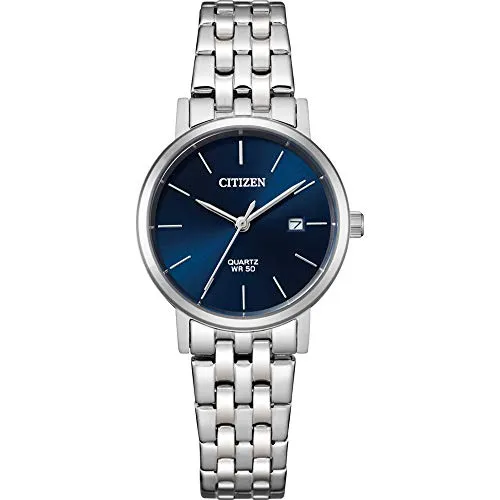 Citizen Damenuhr EU6090-54L - Sportliche Eleganz in Silber/Blau - Damenuhren mit Edelstahlgehäuse und präzisem Quarzwerk, wasserdicht bis 5 ATM – ideal für den aktiven Alltag.