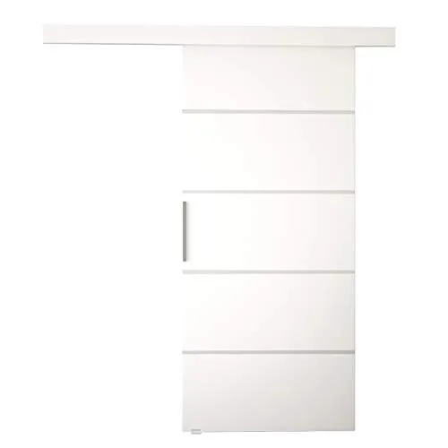 Mirjan24 Schiebetürsystem Geko III Komplett-Set für Schiebetüren mit Selbstschließer Aluminiumgriff Zimmertür Tür Trennwände Innentüren (Weiß, Modell: 80)