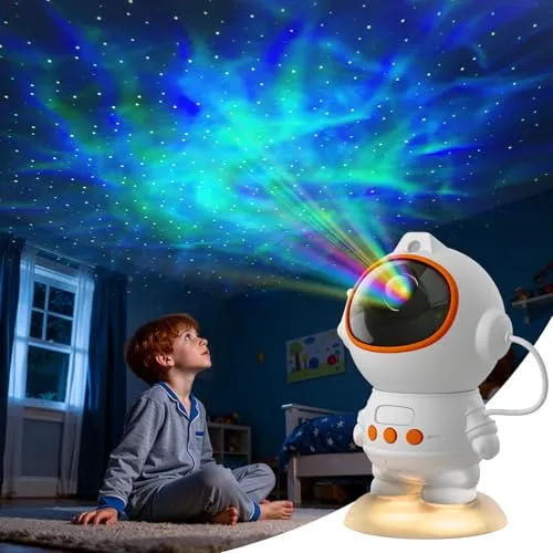 Fokky Sternenhimmel Astronaut Projektor, LED Nachtlicht Kinder | 9 Sternenhimmel-Modi, Sternenprojektions-Nachtlichtfunktion, Fernbedienung, Galaxy Projector mit Timer für Kinder Erwachsene
