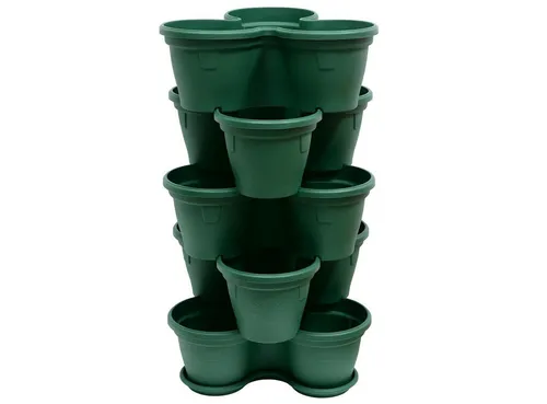 Engelland Blumenständer Säulentopf - Hochbeet & Kräuterbeet - Blumenständer aus robustem, UV-beständigem Kunststoff, platzsparend und stapelbar. Ideal für Innen- und Außenbereich, mit 11 Litern Fassungsvermögen pro Ebene.