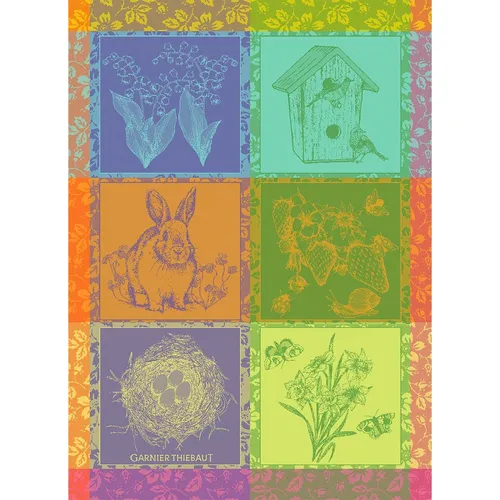 Garnier-Thiebaut Geschirrtuch Hello Spring Prairie 56x77 cm - Hochwertiges Geschirrtuch aus 100% Baumwolle, jacquard-gewebt und farbenfroh. Ideal für die Küche, praktisch im Gebrauch und ein schöner Blickfang.