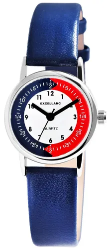 Excellanc Lernuhr Kinder Armbanduhr Uhr Analog Quarzuhr Kunstlederband Blau