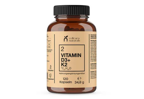 cellcura naturals Vitamin D3+K2 Kapseln, 120 St., 34.8 g, Vitamine für eine tägliche Basisversorgung