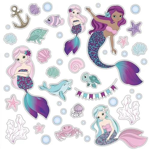 younikat Aufkleber Meerjungfrauen 44 Stk. I wetterfest selbstklebend I Kinder Schule Schultüte I dv1440