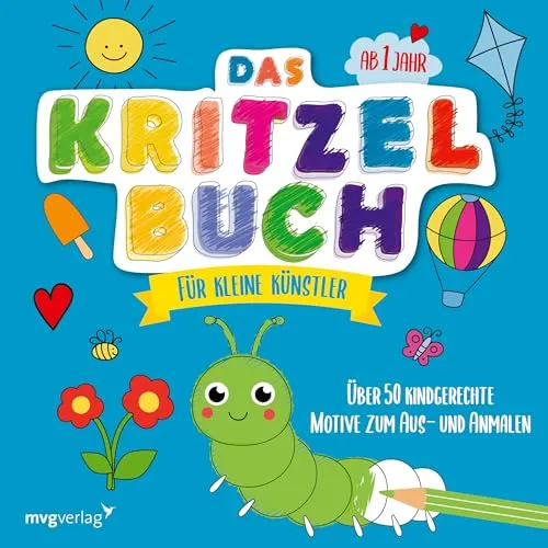 Das Kritzelbuch für kleine Künstler ab 1 Jahr - Über 50 kindgerechte Motive zum Aus- und Anmalen, fördert die Kreativität und Motorik von Kleinkindern.