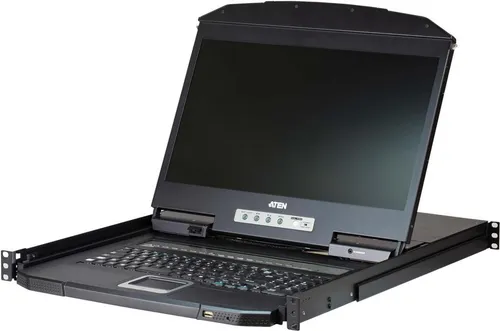 ATEN CL3116NX KVM-Switch 16 Port - KVM-Switch mit 18,5 Zoll TFT und PS/2-USB Unterstützung, ideal für platzsparende Rack-Montage und gleichzeitige Steuerung von bis zu 256 Computern.