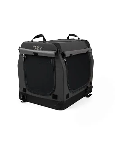 TrendPet TPX-Pro - Leichte, Faltbare Hundebox mit Aluminium Rahmen (grau, L 90 x B 65 x H 70 cm)