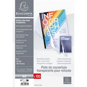 Exacompta 42741E Einbanddeckel (PVC, DIN A4) 100 Stück transparent