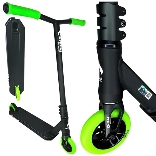 Chilli Pro Base Critter Stunt-Scooter Reaper Mini 75cm - Stuntscooter für Anfänger und Profis, mit robustem Stahl-Lenker und edlem Honigwaben-Design. Ideal für junge Rider, bietet Top Stabilität und einfache Tricks mit ABEC 9 Lagern.