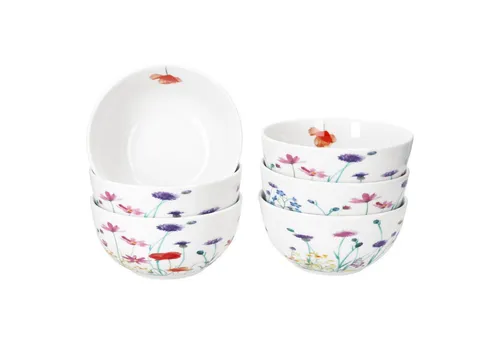 MamboCat Müslischale 6x Marie - Porzellan Dessert-Schüssel mit Blumenmuster - Müslischalen aus hochwertigem Porzellan, ideal für Frühstück und Desserts, mit charmantem Blümchen-Design für einen fröhlichen Tisch.