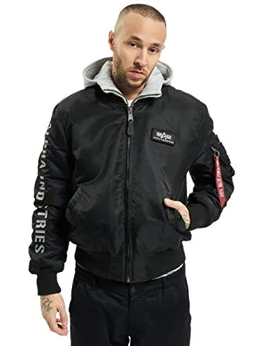 Alpha Industries MA-1 D-Tec SE Bomberjacke schwarz/grau S - Funktionsjacken mit abnehmbarer Kapuze, ideal für kältere Wetterlagen und verbindet historischen Pilotenlook mit modernem Design.