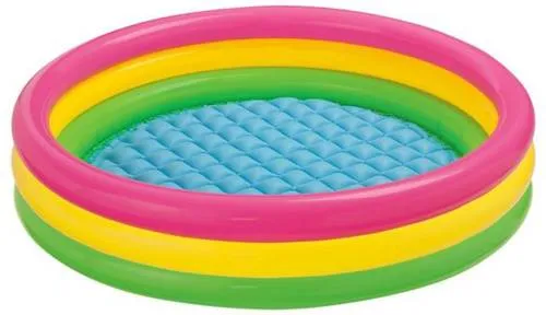 Intex 57412NP Easy Pool (Aufblasring) 114cm x 25cm - Swimmingpool für Kinder, aus robustem Vinyl mit Regenbogenringen – ideal für erfrischenden Badespaß an heißen Sommertagen!