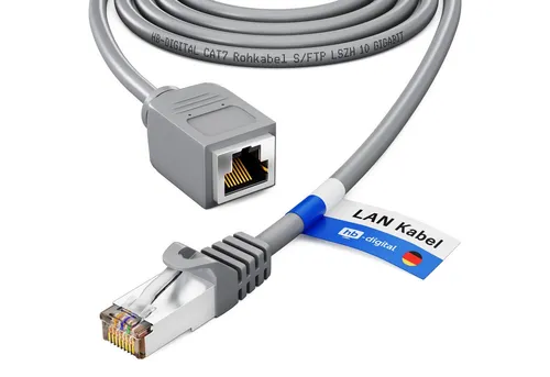 HB-DIGITAL LAN Kabel Verlängerung Patchkabel RJ45 CAT 7 S/FTP PiMF LSZH Netzwerkkabel, RJ45 (8P8C), RJ45 (200 cm), Pins Vergoldet 3µ