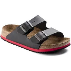 BIRKENSTOCK Sandale Arizona Super Grip Gr.45 schwarz - Pantoletten mit rutschhemmender Gummilaufsohle, ideal für den professionellen Einsatz. Das anatomisch geformte Kork-Latex-Fußbett sorgt für besten Tragekomfort.