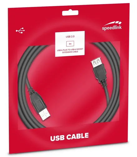 Speedlink 3m USB 2.0 Verlängerungs-Kabel USB-A Stecker zu USB-A Buchse HighSpeed