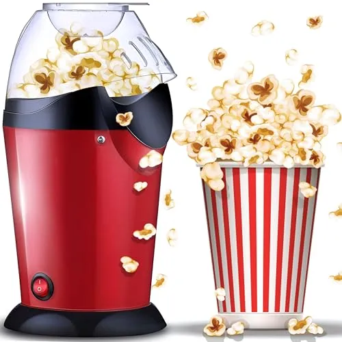 Retoo Popcornmaschine Ohne Fett und Öl 900 Watt - Popcornmaschine für gesunde Snacks, bereitet fettfreies Popcorn in nur 3 Minuten mit Heißluft zu - ideal für Filmabende zu Hause!