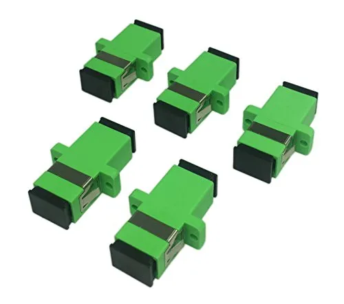 CERRXIAN Glasfaser-Adapter, SC-Buchse auf SC-Buchse, APC Simplex, Einzelmodus, Glasfaserkoppler, Netzwerk, Internetanschluss (grün, 5er-Pack)