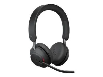 Jabra Evolve2 65 Link380a MS Stereo Black - Kabelloses Office-Headset, 37 Stunden Akku und optimiert für Microsoft Teams, perfekte Klangqualität und passive Geräuschunterdrückung