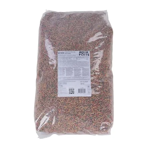 AquaForte Hochwertiges schwimmendes Grundfutter für Zierfische 15 kg - Gartenteichfischfutter mit 4 verschiedenen Pellets für optimales Wachstum und Farbenpracht Ihrer Zierfische. Ideal für Koi und Goldfische, bleibt schwimmend für einfaches Fressen.