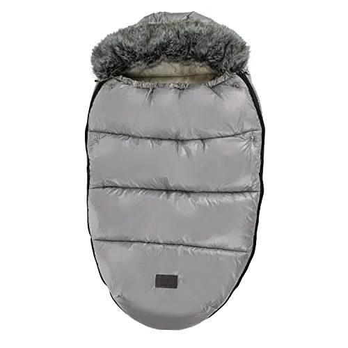 My junior® Lunar Fußsack | kuscheliger Fleece-Innenstoff | inkl. Gurtschlitze für Kinderwagen und Buggy mit 5-Punkt-Gurtsystem - Misty Grey