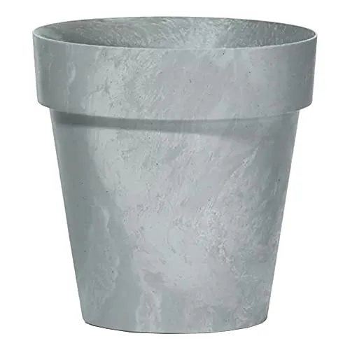 Prosperplast Cube Beton Effect Blumentopf für Innen- und Außenbereich Pflanzkübel UV-beständig Rund Kunststoff (Ø 250mm, Beton)