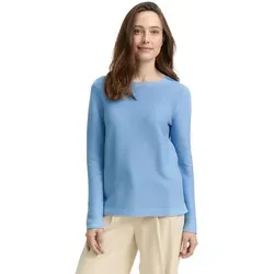 TOM TAILOR Rundhalspullover Damen, Gr. S, light fjor - Casual Pullover für Damen aus 100% Baumwolle im bequemen Regular Fit. Der U-Boot-Ausschnitt und Rippstrick sorgen für einen stilvollen Look und angenehmen Tragekomfort.