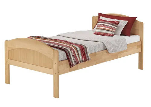 ERST-HOLZ Massivholzbett Seniorenbett Buche mit Kopf- und Fußteil 90 x 200 cm Hoher Sitzkante, Buche farblos lackiert